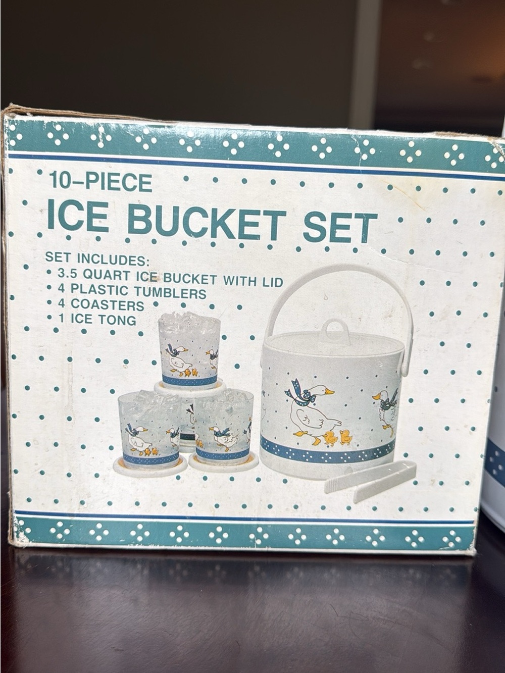 10 piece Ice Bucket Set with Duck Motif in White and Blue - Home Accents
